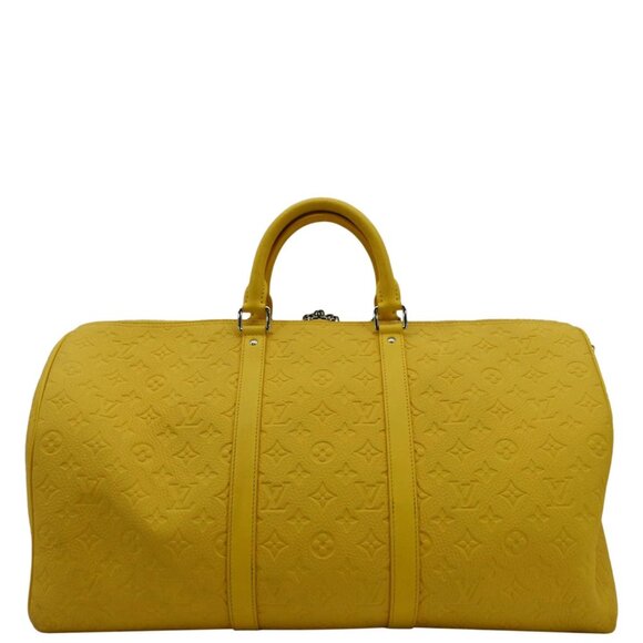 LOUIS VUITTON Keepall 50 Bandouliere Monogram Taurillon Travel Bag Yellow - Picture 4 of 12